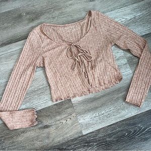 Aeropostale tie crop cardigan top